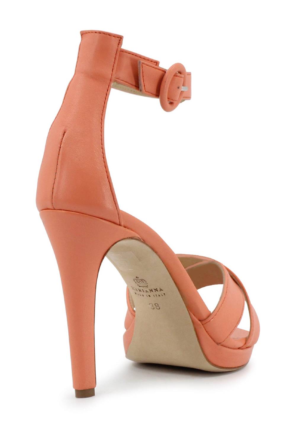 L'ARIANNA Sandali DS1507 donna in pelle salmone con tacco alto e cinturino alla caviglia In vendita