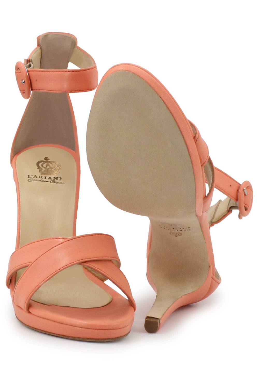 L'ARIANNA Sandali DS1507 donna in pelle salmone con tacco alto e cinturino alla caviglia In vendita