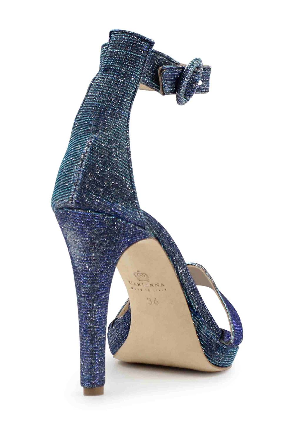 L'ARIANNA Sandali DS7016 donna in tessuto luminor jeans tacco alto e cinturino alla caviglia 50% di sconto per tempo limitato