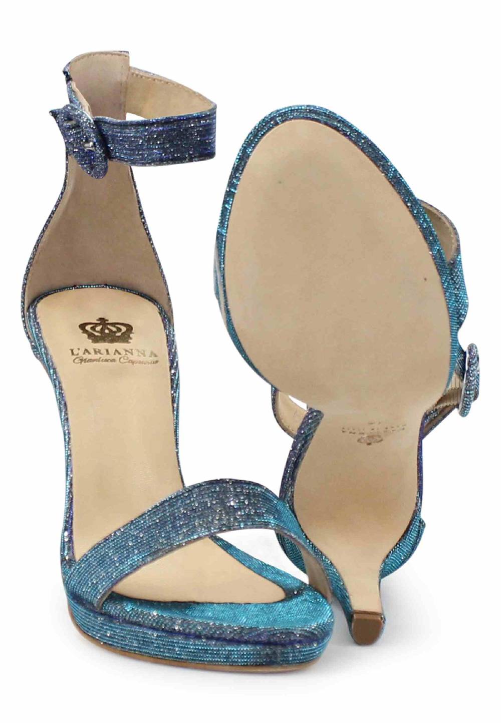 L'ARIANNA Sandali DS7016 donna in tessuto luminor jeans tacco alto e cinturino alla caviglia 50% di sconto per tempo limitato