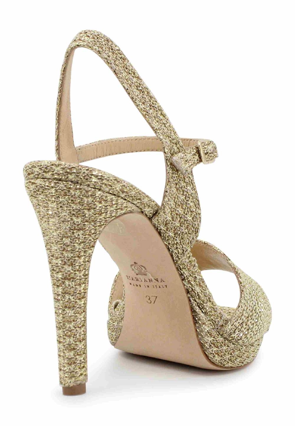 L'ARIANNA Sandali DS7055 donna in tessuto oro con tacco alto a spillo Sconti questo mese