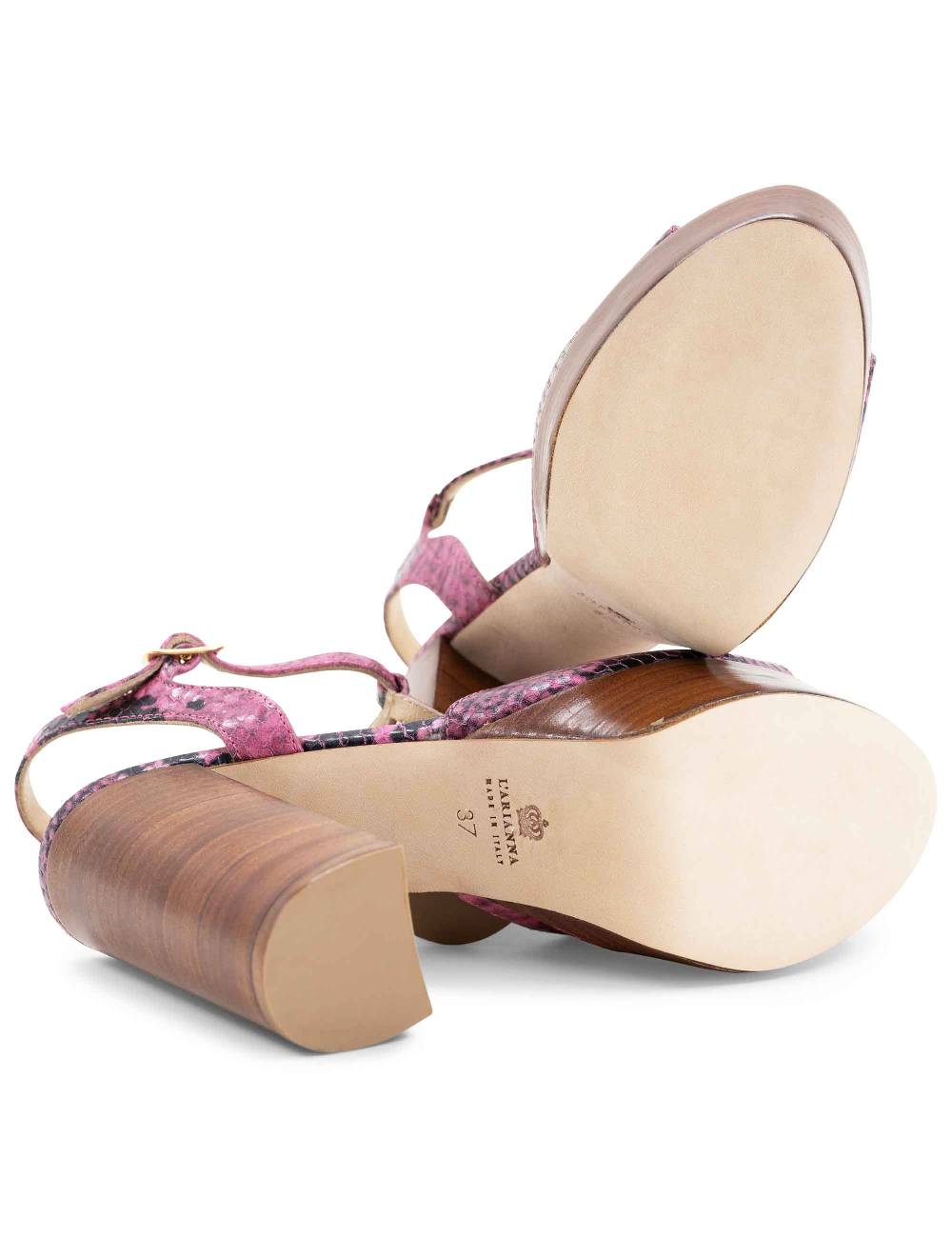 L'ARIANNA Sandali ds7010 donna in pelle stampata rosa con cinturino tacco alto e plateau 2025