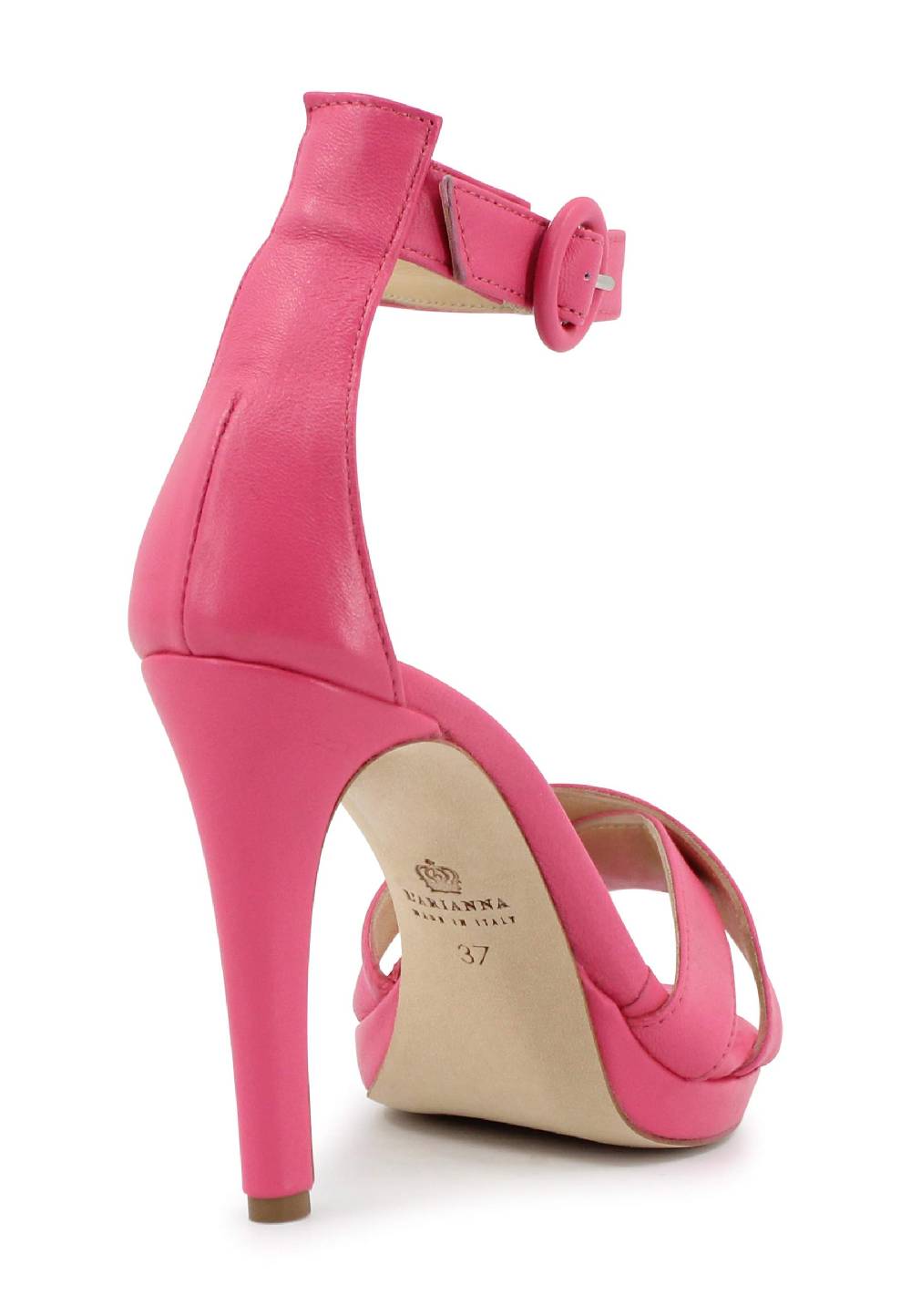 L'ARIANNA Sandali DS1507 donna in pelle rosa con tacco alto e cinturino alla caviglia Italy
