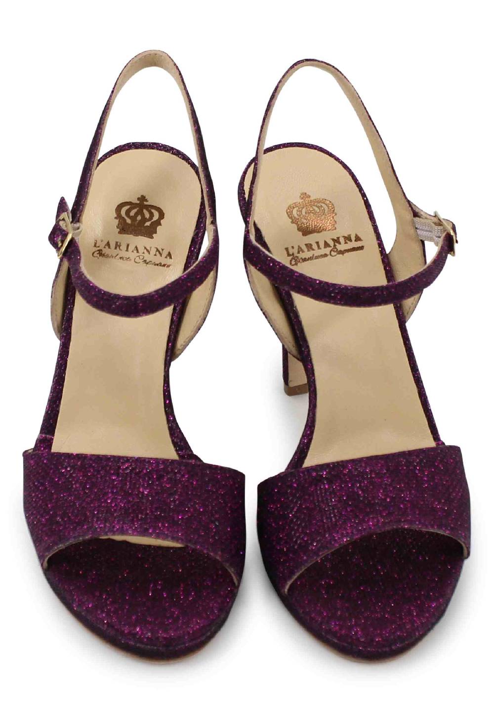 L'ARIANNA Sandali DS7055 donna in glitter viola con tacco alto a spillo Italia