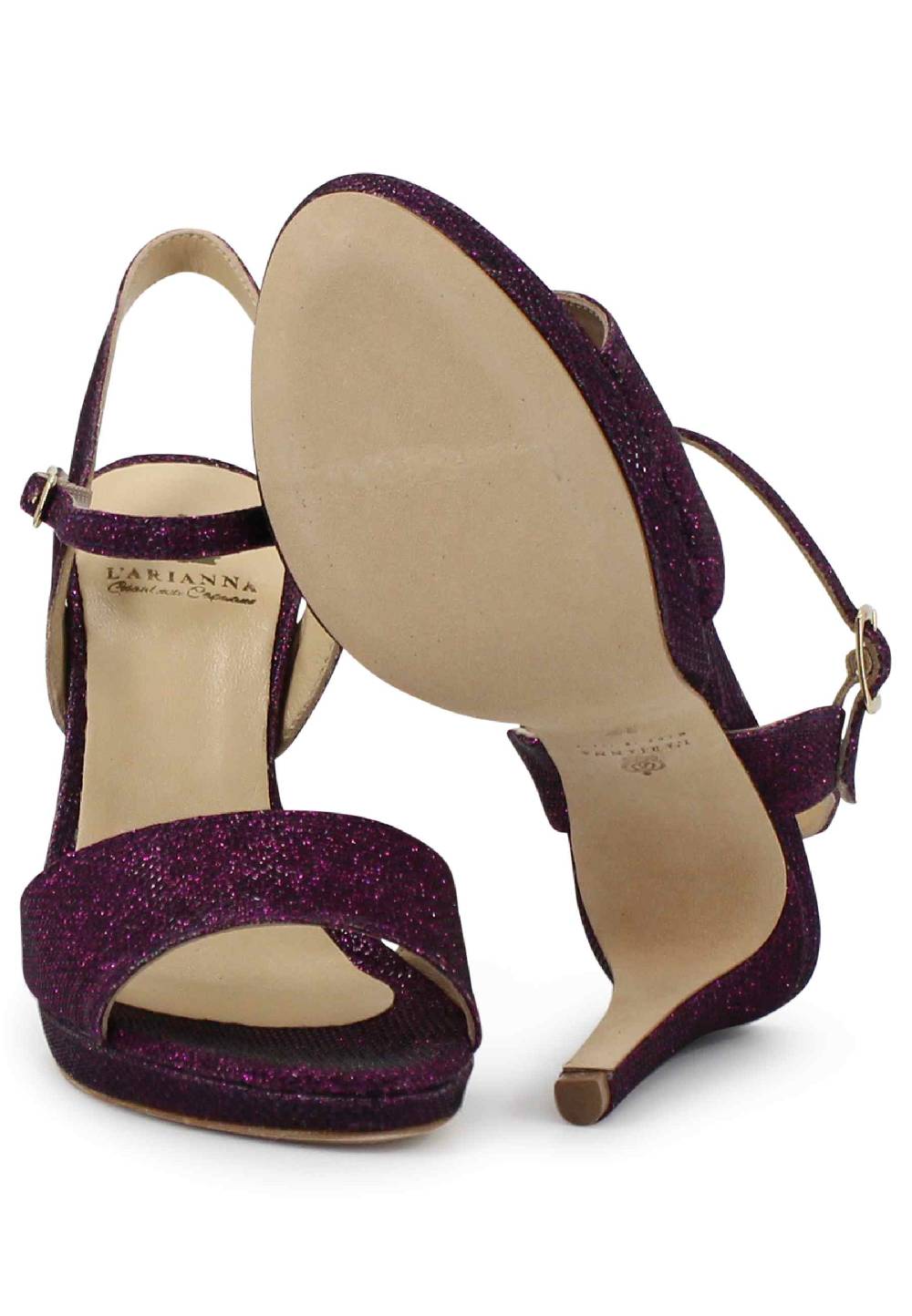 L'ARIANNA Sandali DS7055 donna in glitter viola con tacco alto a spillo Italia