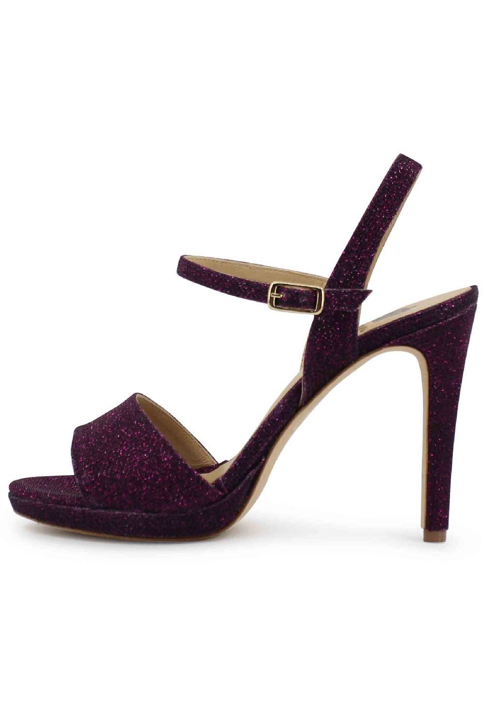 L'ARIANNA Sandali DS7055 donna in glitter viola con tacco alto a spillo Italia