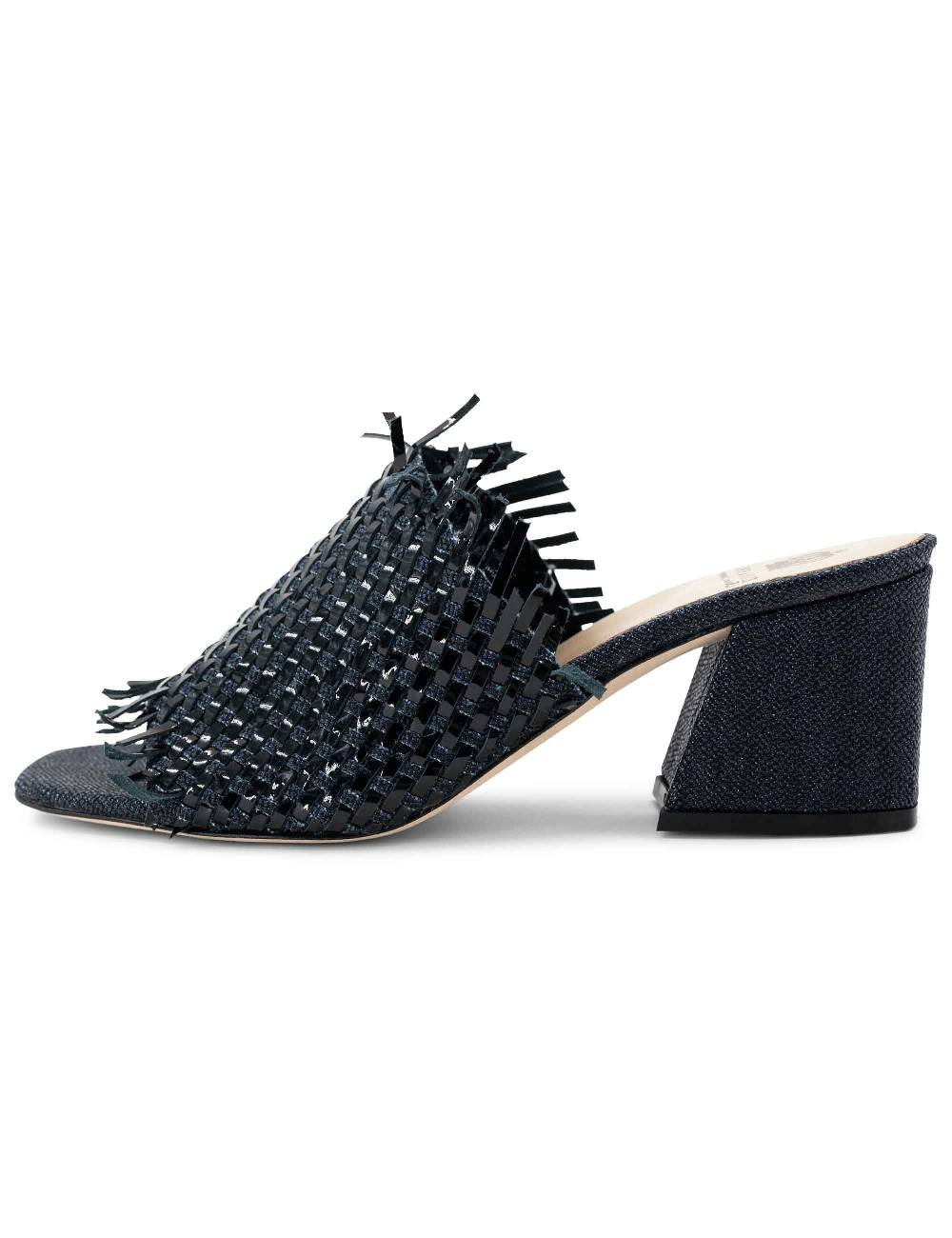 L'ARIANNA Sandali cb1260/g donna in pelle intrecciata in tessuto zena dark con punta quadra L'Arianna Promozione