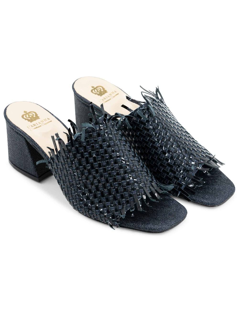 L'ARIANNA Sandali cb1260/g donna in pelle intrecciata in tessuto zena dark con punta quadra L'Arianna Promozione