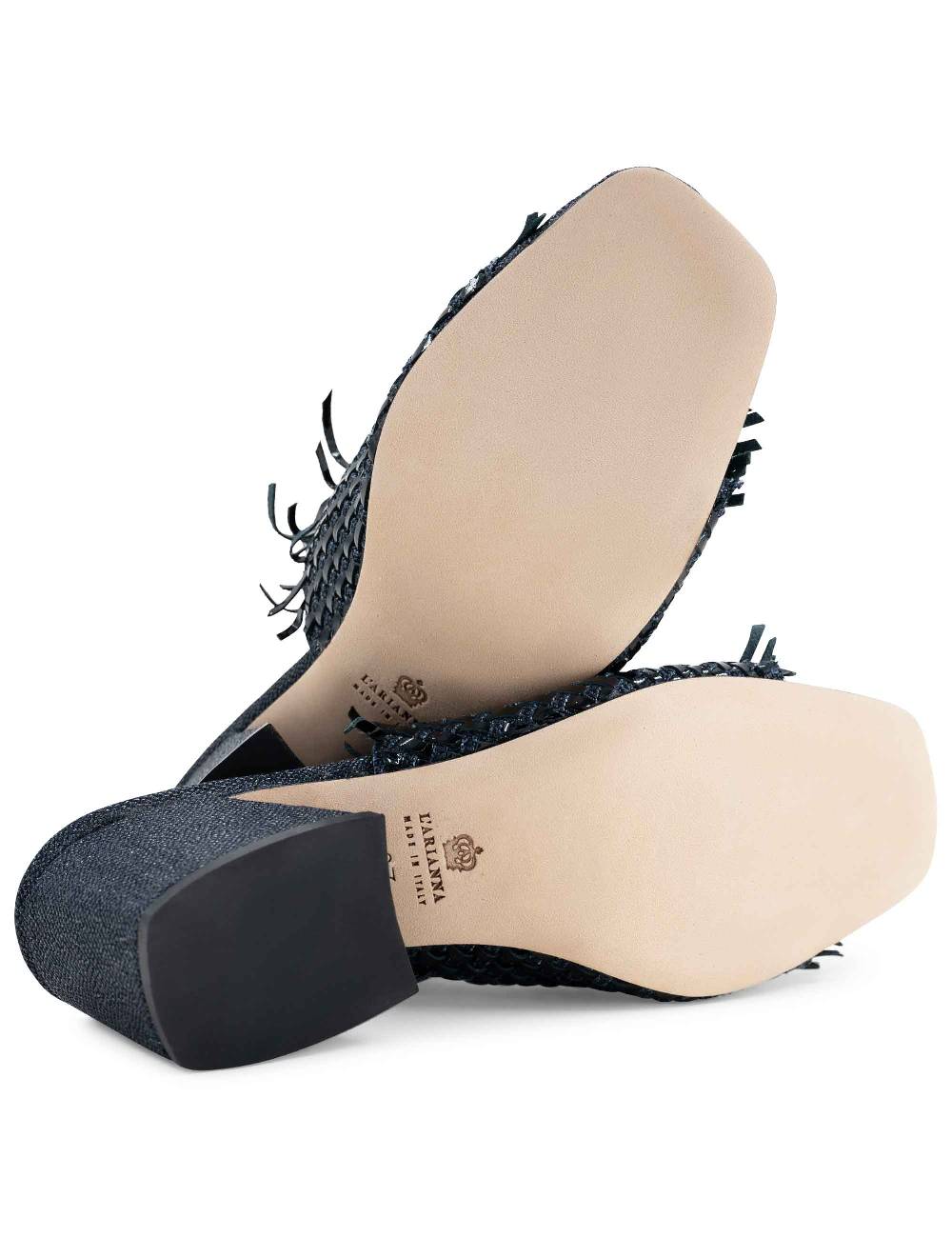 L'ARIANNA Sandali cb1260/g donna in pelle intrecciata in tessuto zena dark con punta quadra L'Arianna Promozione