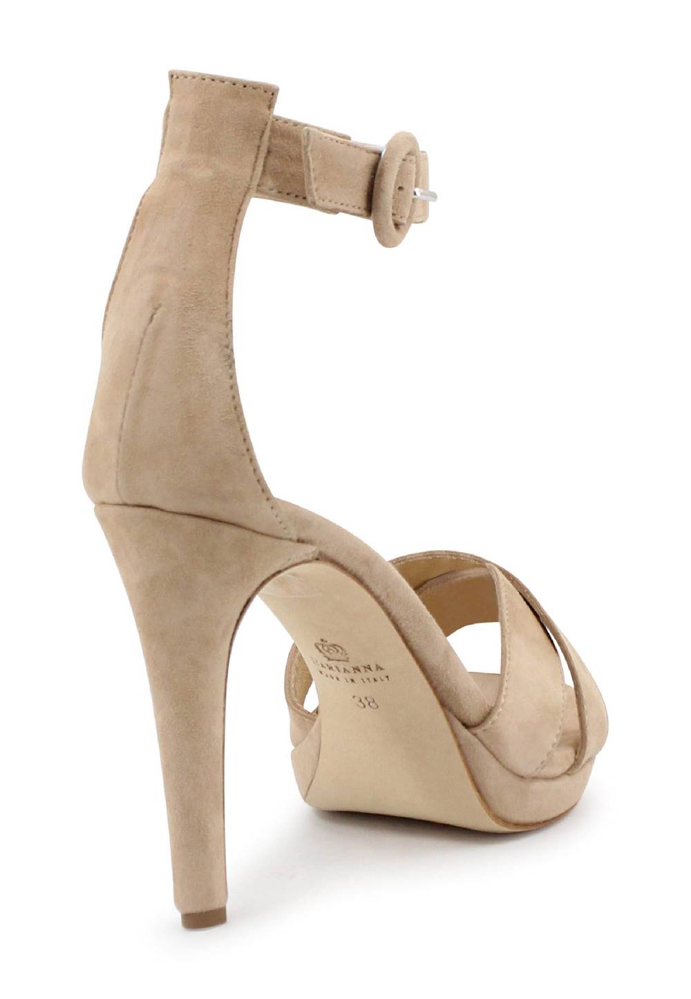 L'ARIANNA Sandali DS1507 donna in camoscio nude con tacco alto e cinturino alla caviglia Negozi Online