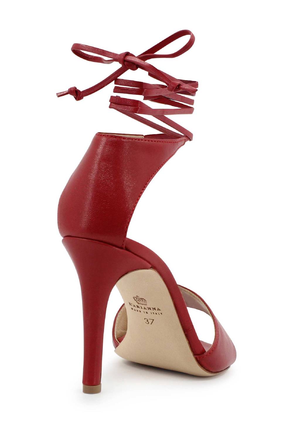 L'ARIANNA Sandali DS7042 da donna in pelle rosso tacco alto con tacco alto e laccetti alla caviglia Promozione Limitata