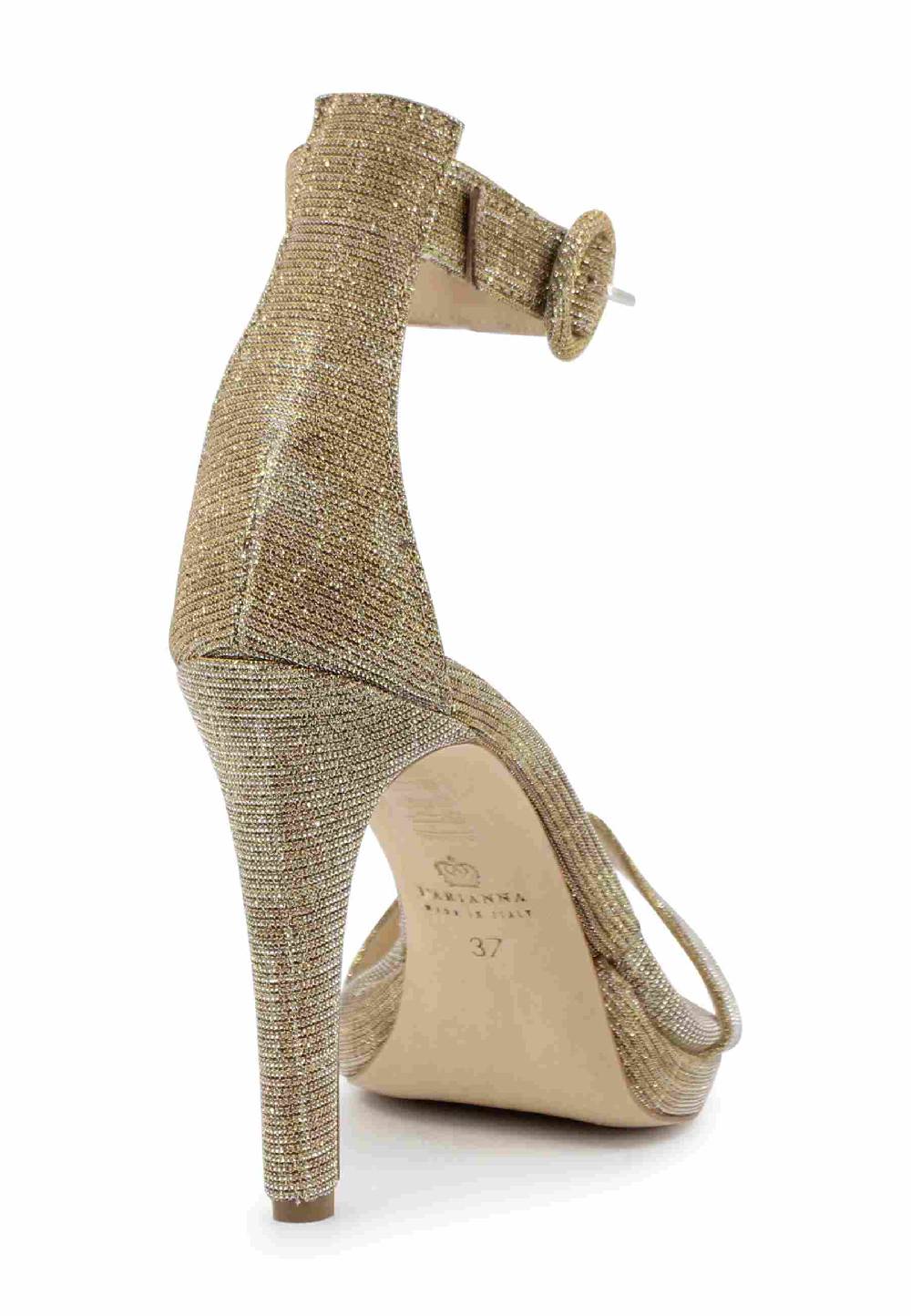 L'ARIANNA Sandali DS7016 donna in tessuto lumonor oro tacco alto e cinturino alla caviglia Shopping Online