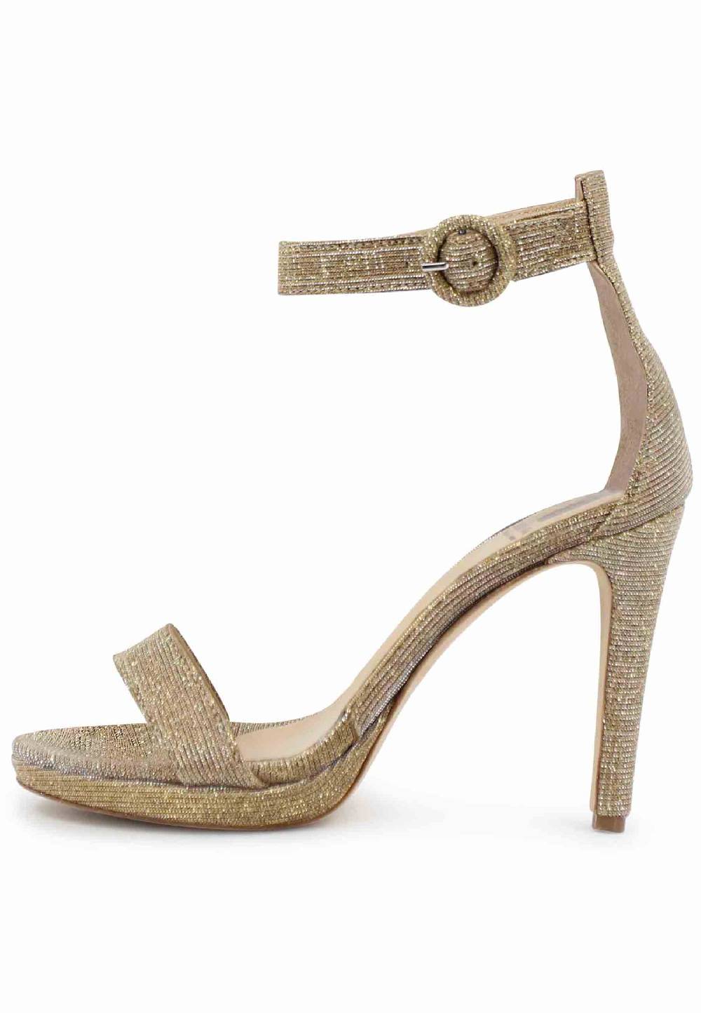 L'ARIANNA Sandali DS7016 donna in tessuto lumonor oro tacco alto e cinturino alla caviglia Shopping Online