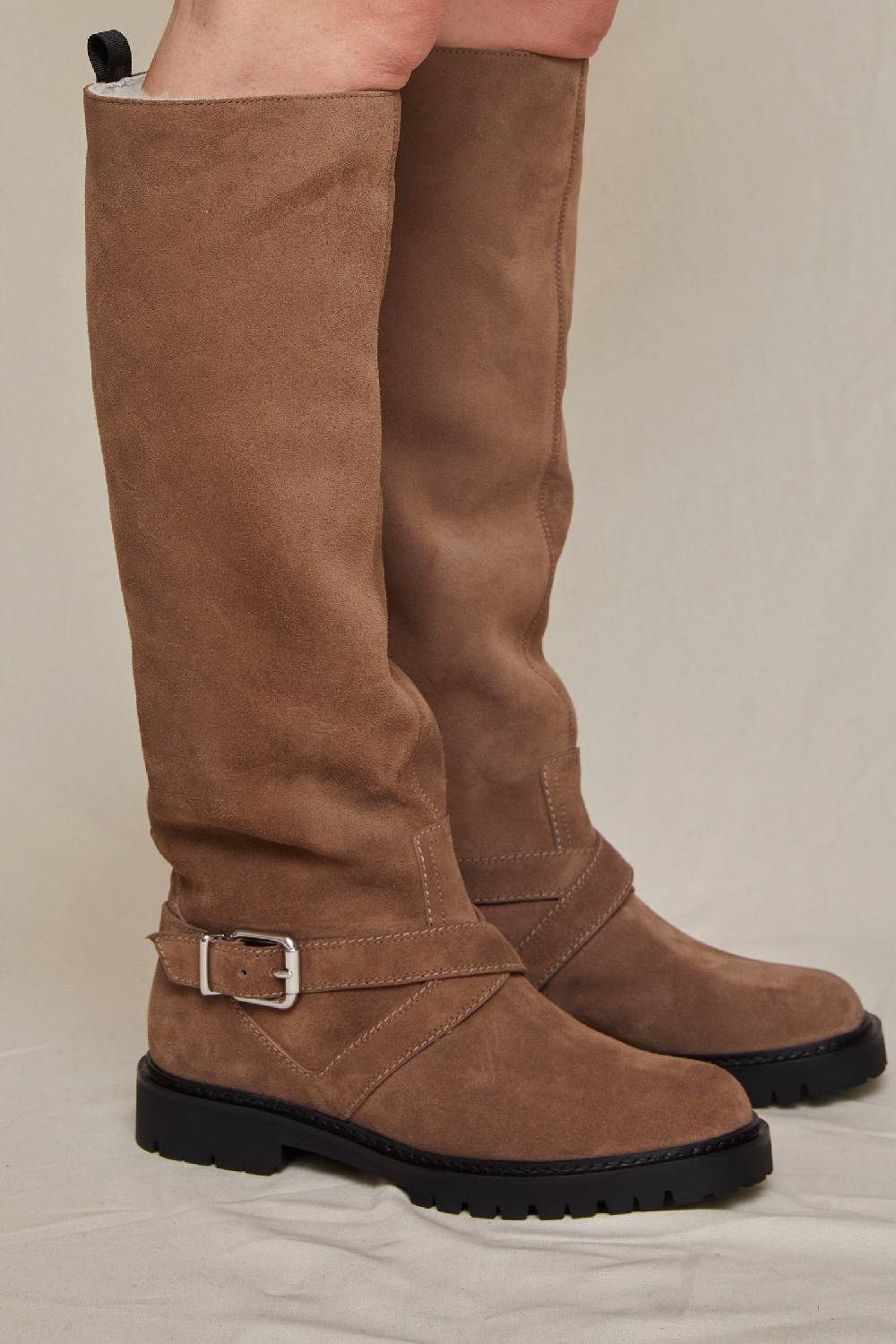 ﻿Kalliste K35 BIKER BOOTS VELOUR FANGO Offerte