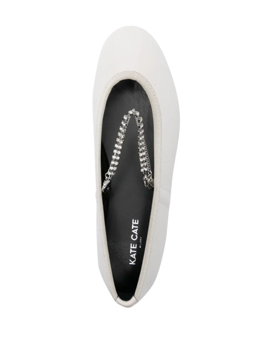Kate Cate JULIETTE CHAIN IN OFF WHITE CALFSKIN LEATHER Negozio