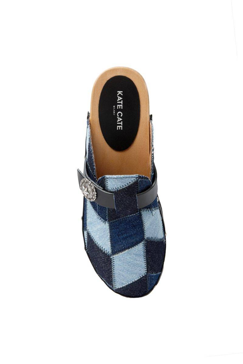 Kate Cate ALLEGRA CLOGS PATCH DENIM Promozione Limitata