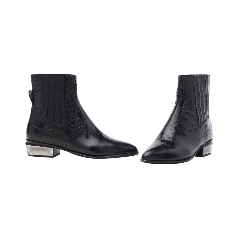 Kate Cate COWBOY KATE BOOTS BLACK CROC EFFECT LEATHER Prezzo Ridotto