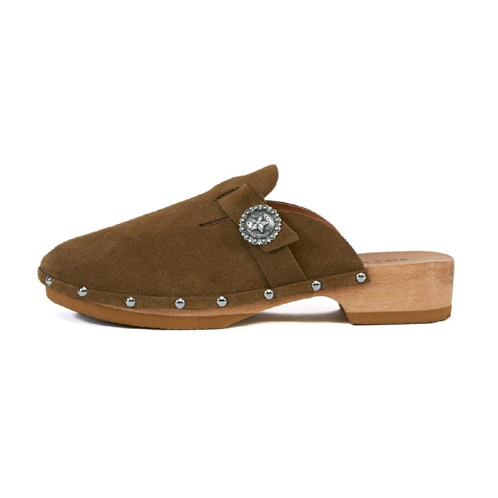 Kate Cate ALLEGRA CLOGS KAKI SUEDE CALFSKIN Presa