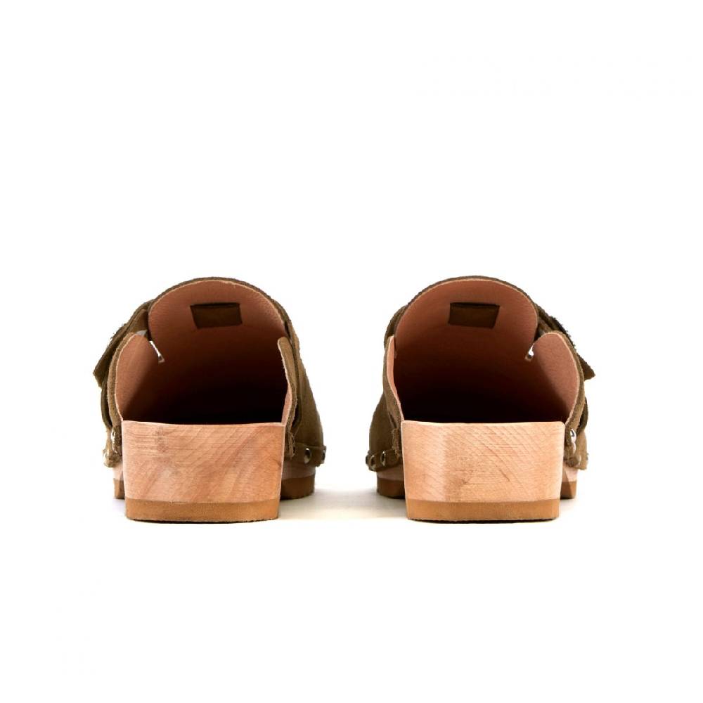 Kate Cate ALLEGRA CLOGS KAKI SUEDE CALFSKIN Presa