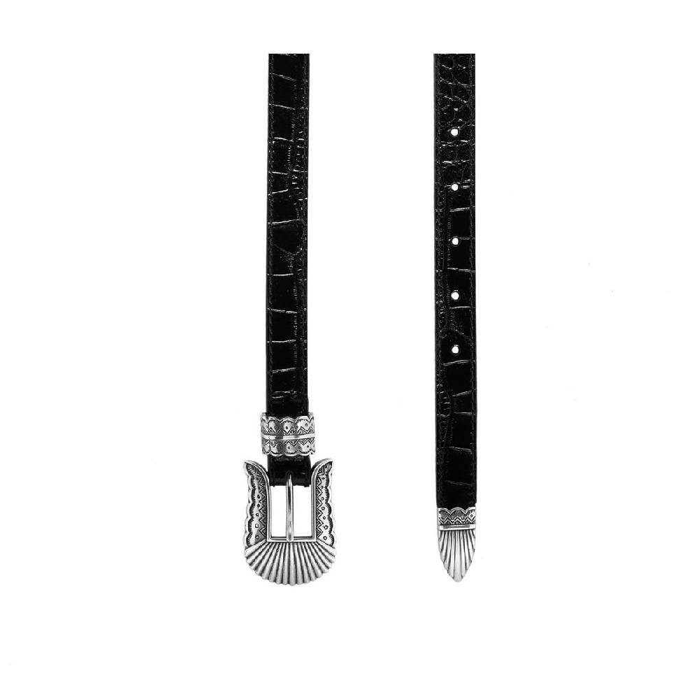 Kate Cate THIN KIM BELT BLACK CROC EFFECT CALFSKIN Economico