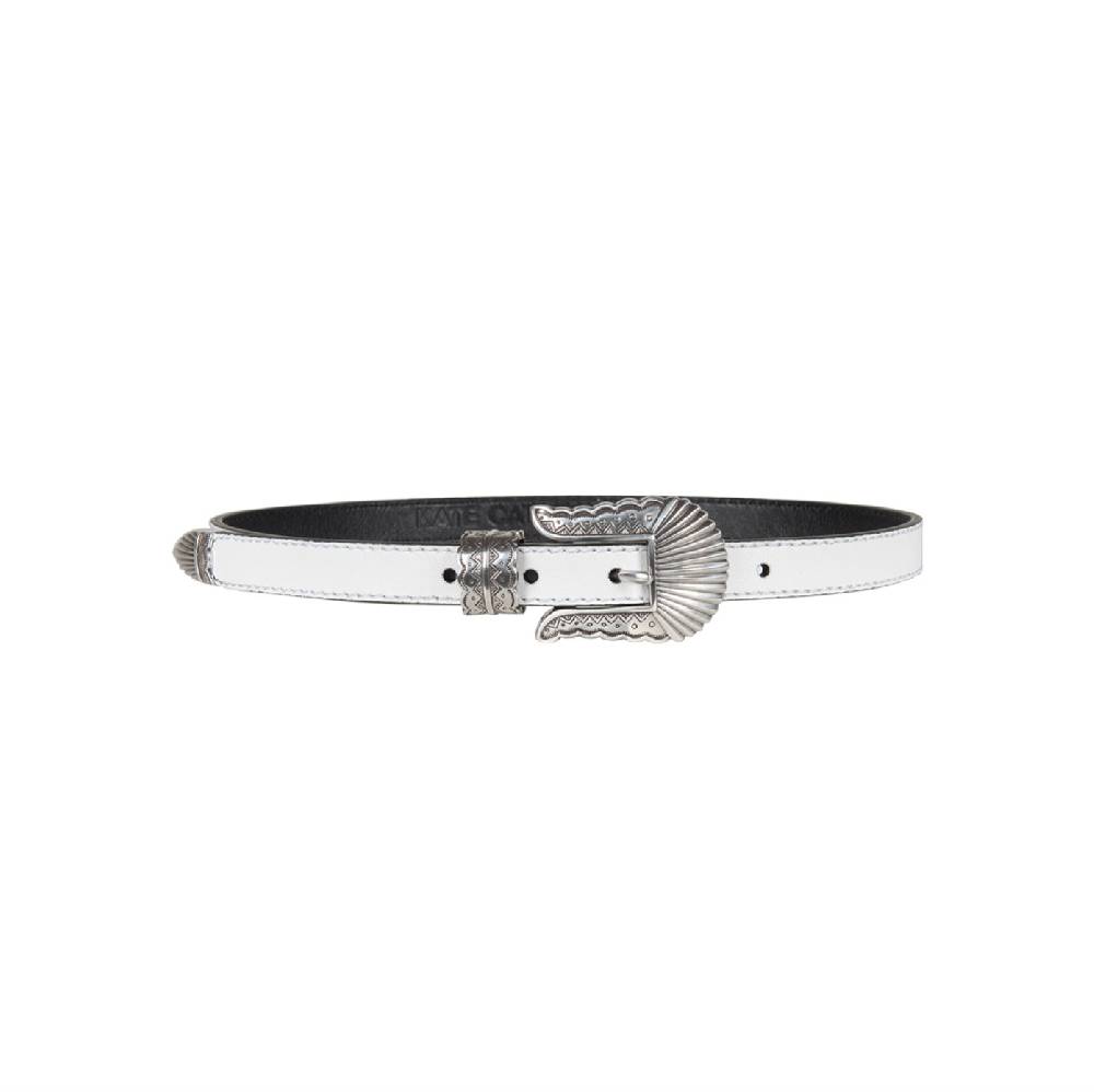 Kate Cate THIN KIM BELT WHITE NAPPA CALFSKIN