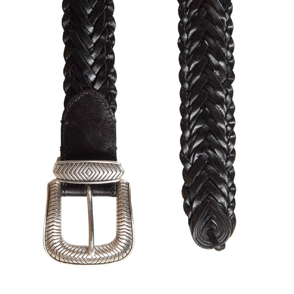 Kate Cate TEX MEX BRAID BELT BLACK LEATHER Moda