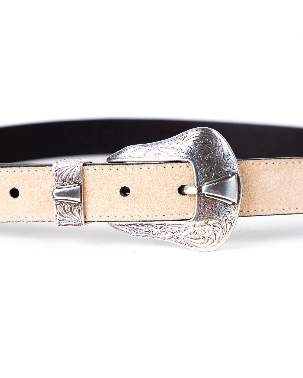Kate Cate DUTTON BELT IN SAND COLOURED SUEDE Spedizione Gratuita