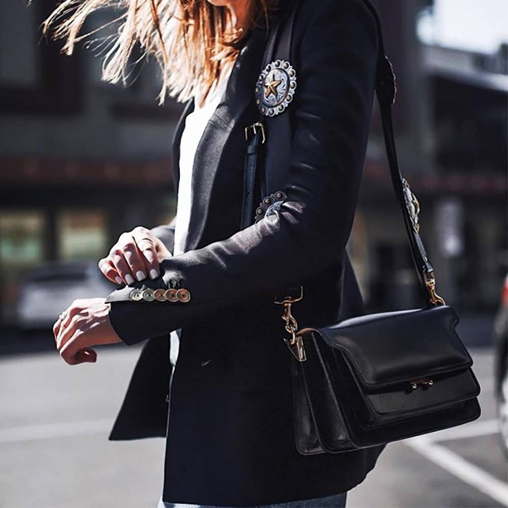 Kate Cate REGINA SHOULDER STRAP BLACK NAPPA CALFSKIN Pezzi Unici