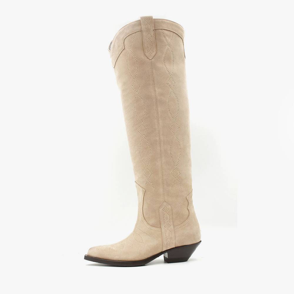 Laura Bellariva Stivale texano camoscio beige Online