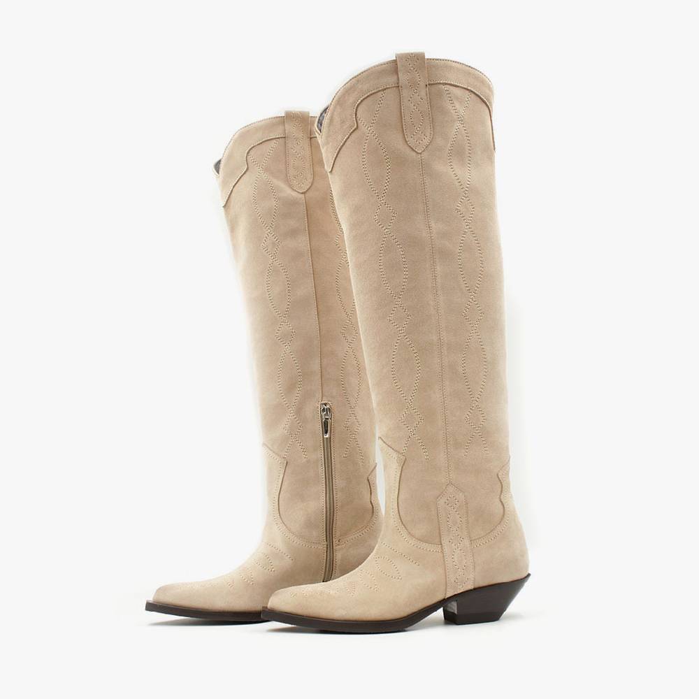 Laura Bellariva Stivale texano camoscio beige Online
