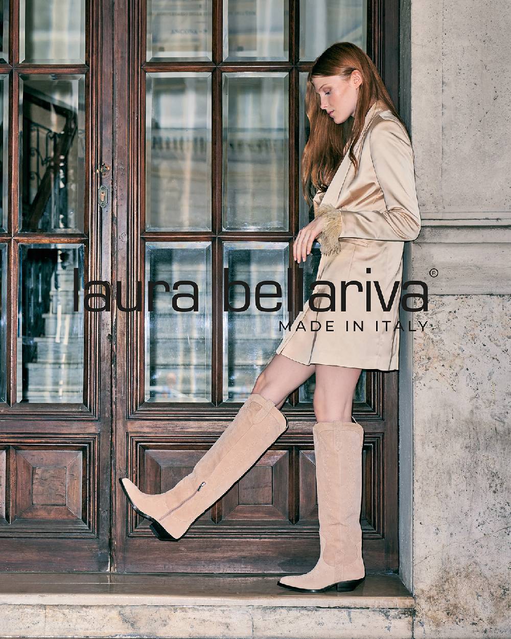 Laura Bellariva Stivale texano camoscio beige Online