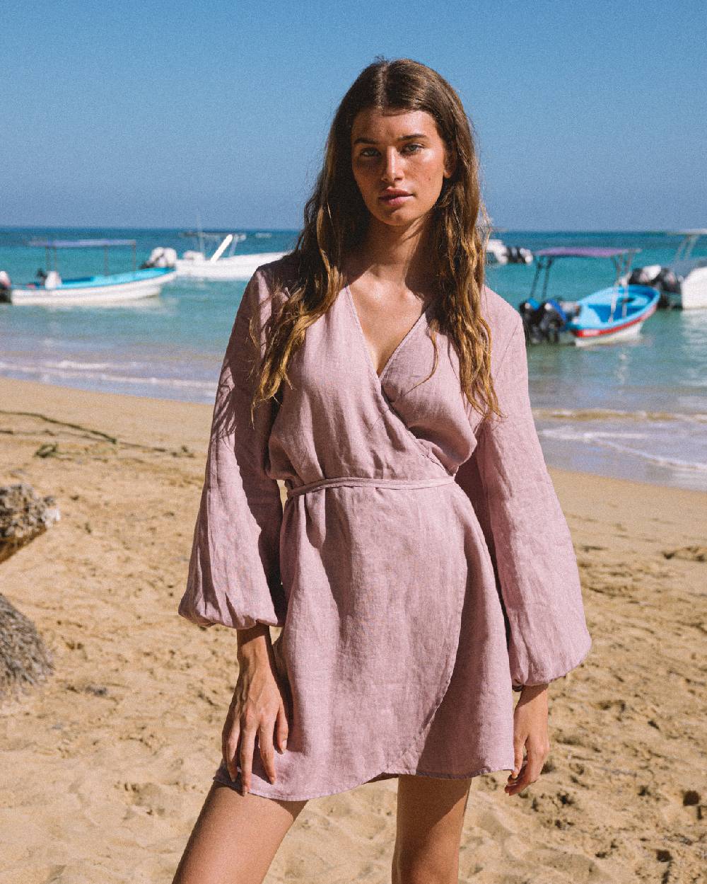 ﻿Manebí Linen Caracas Dress - Iris Offerte