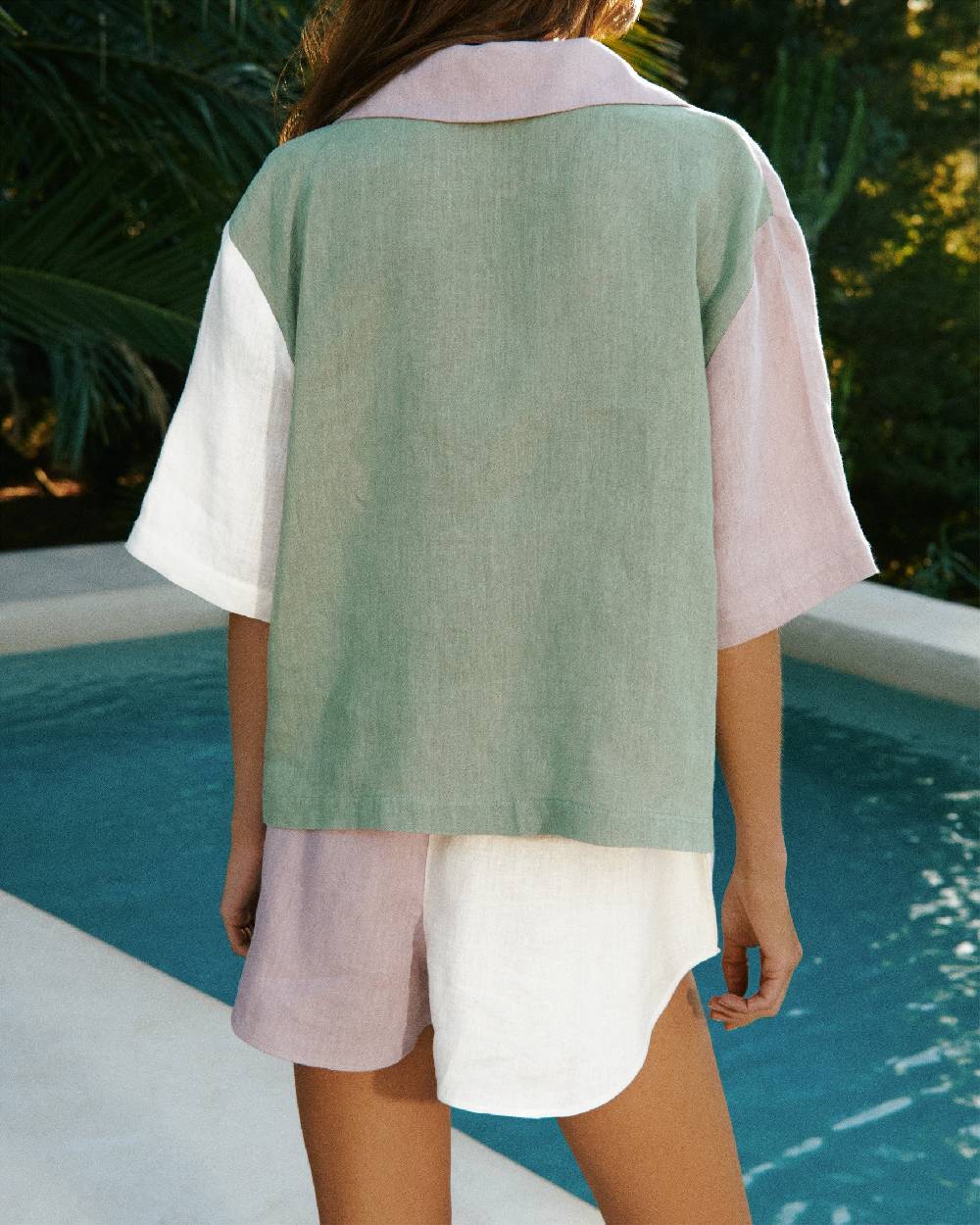 Manebí Linen Cumana Shirt - Iris, Eggnog \u0026 Mineral Green In Saldo