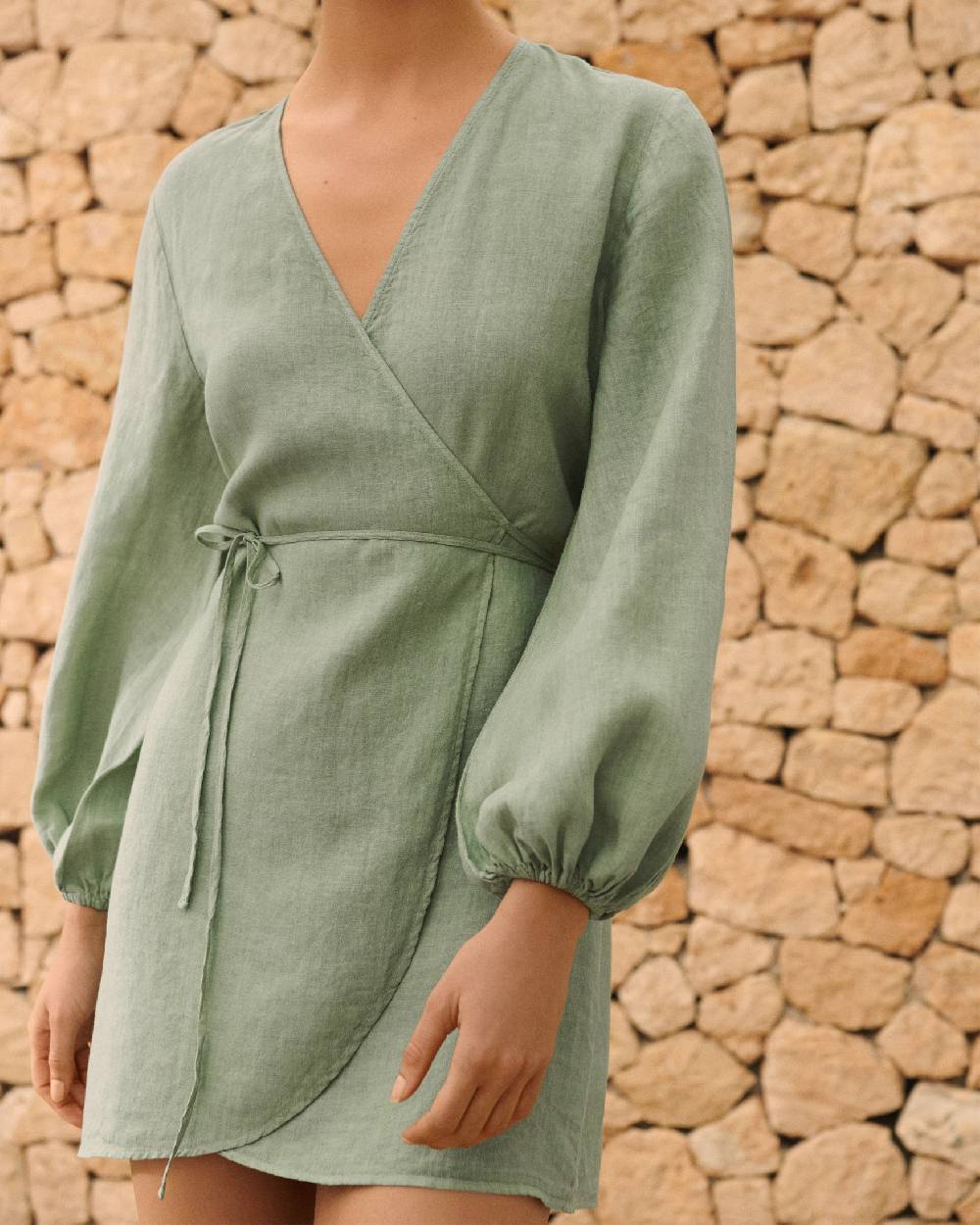 Manebí Linen Caracas Dress - Mineral Green Italy