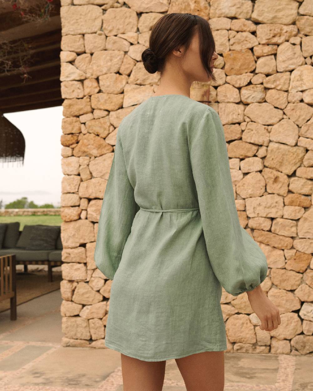 Manebí Linen Caracas Dress - Mineral Green Italy