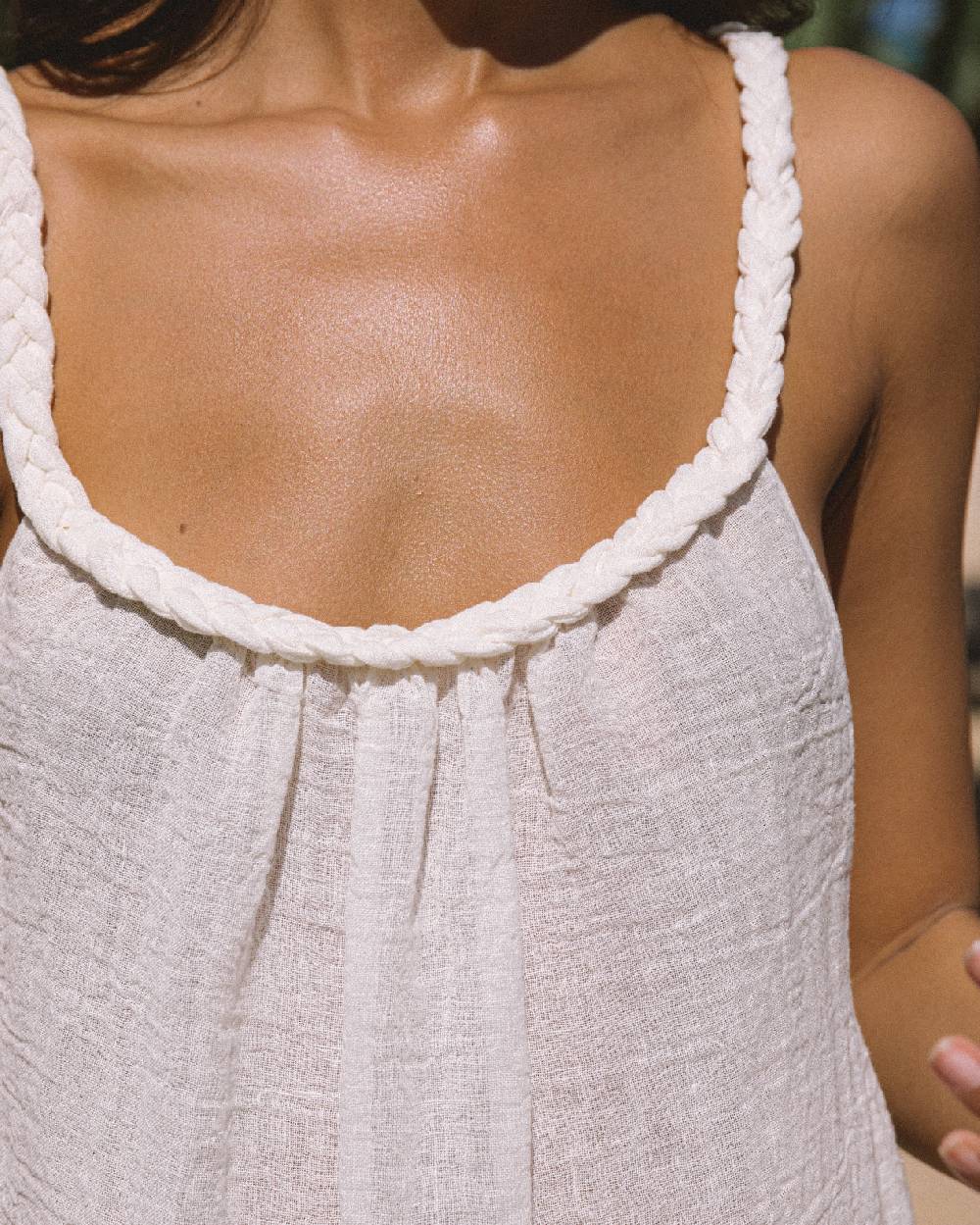 Manebí Linen Gauze Maracaibo Dress - White Soddisfazione Garantita