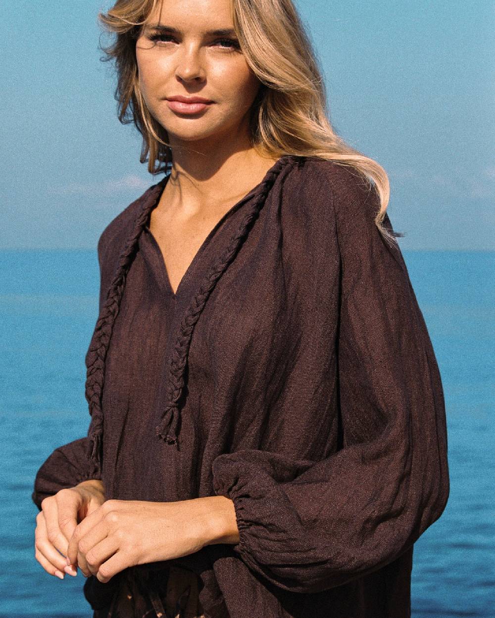 Manebí Linen Gauze Mykonos Shirt - Cocoa Novità