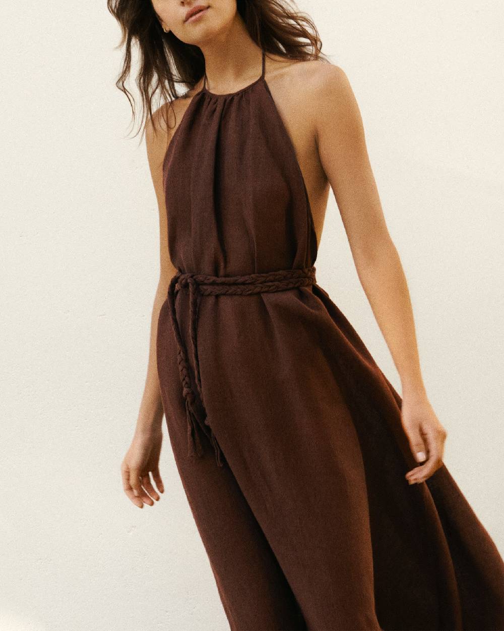 Manebí Linen Gauze Tulum Dress - Cocoa Presa