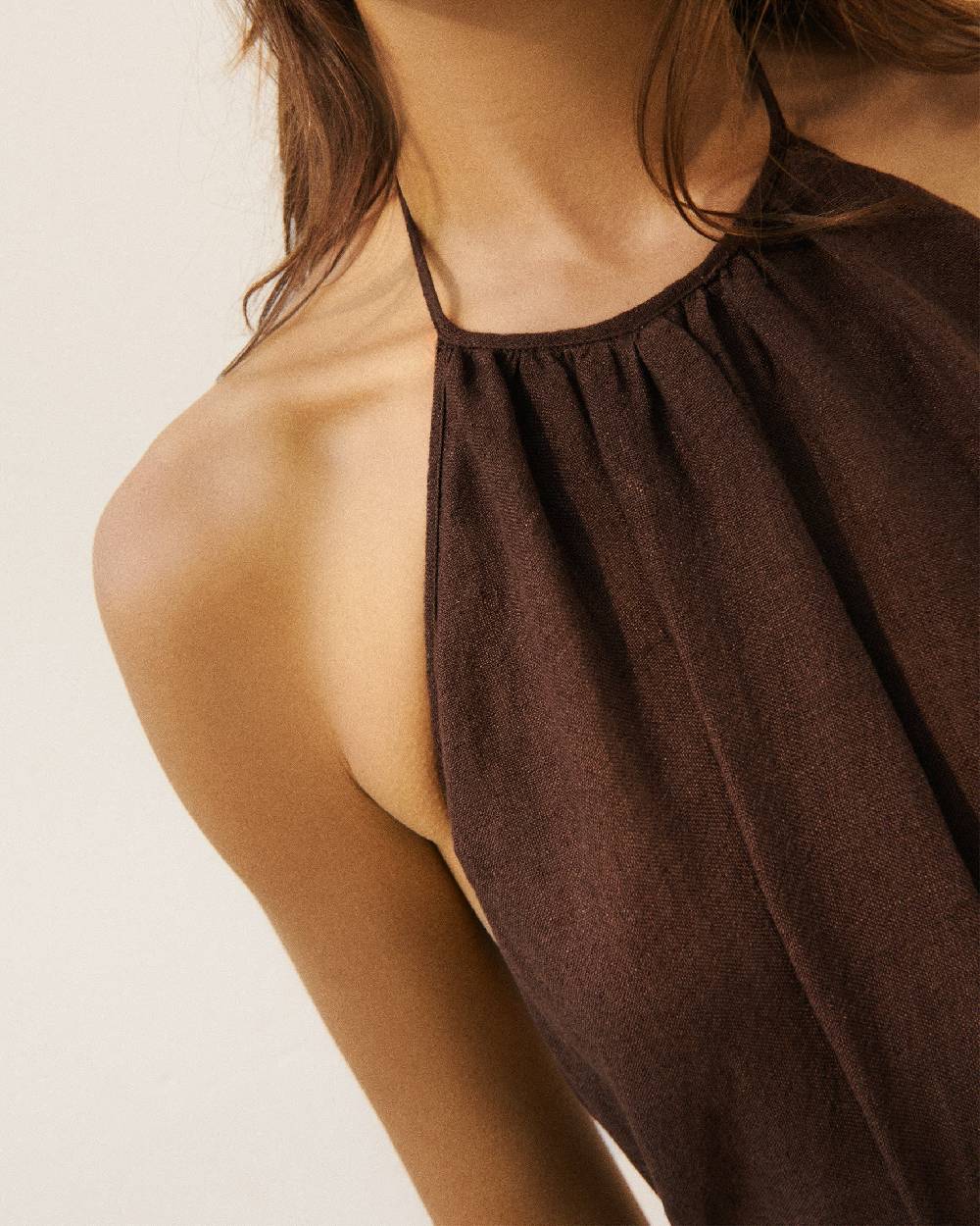 Manebí Linen Gauze Tulum Dress - Cocoa Presa