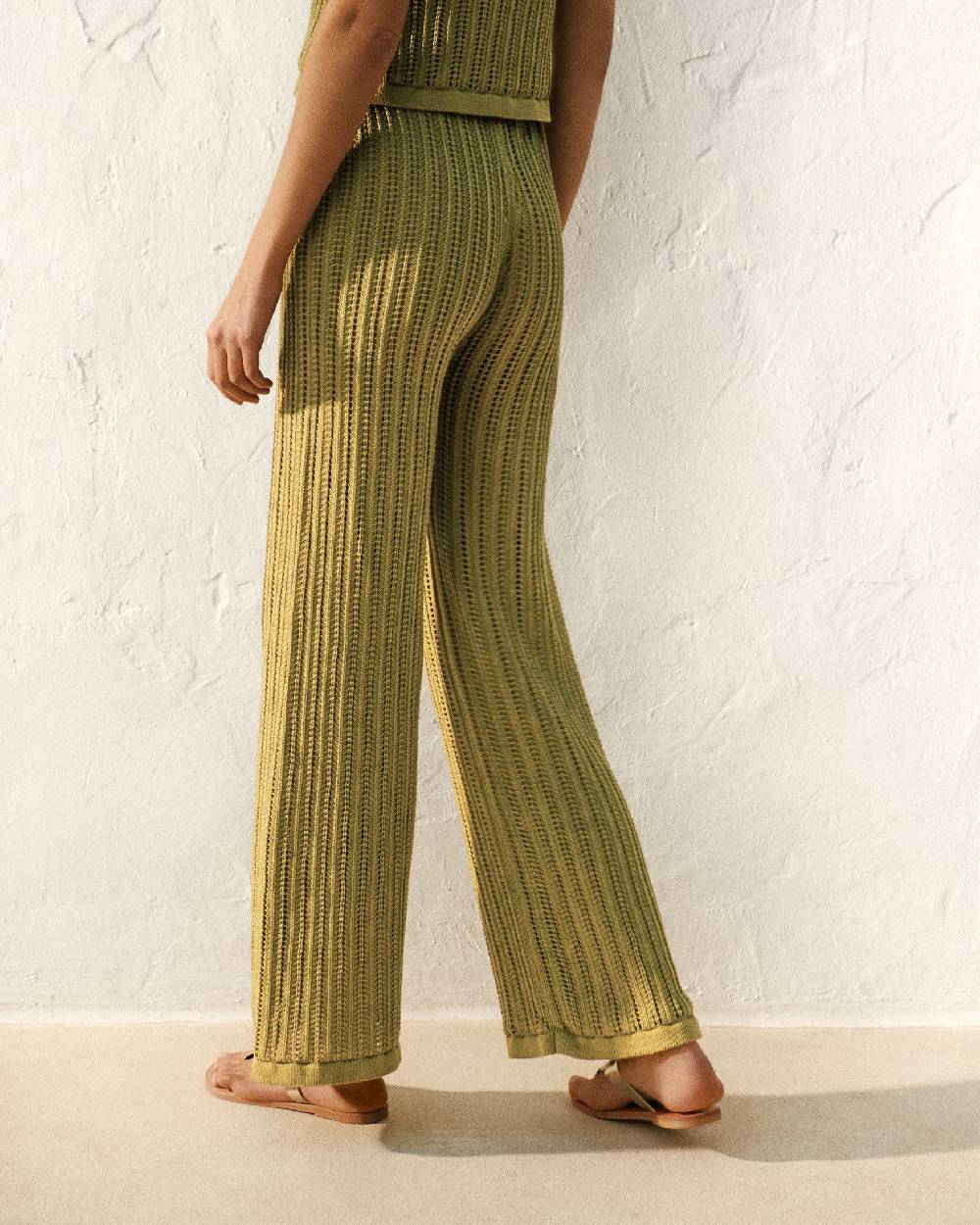 Manebí Cotton Crochet Lipari Trousers - Cactus Green Outlet