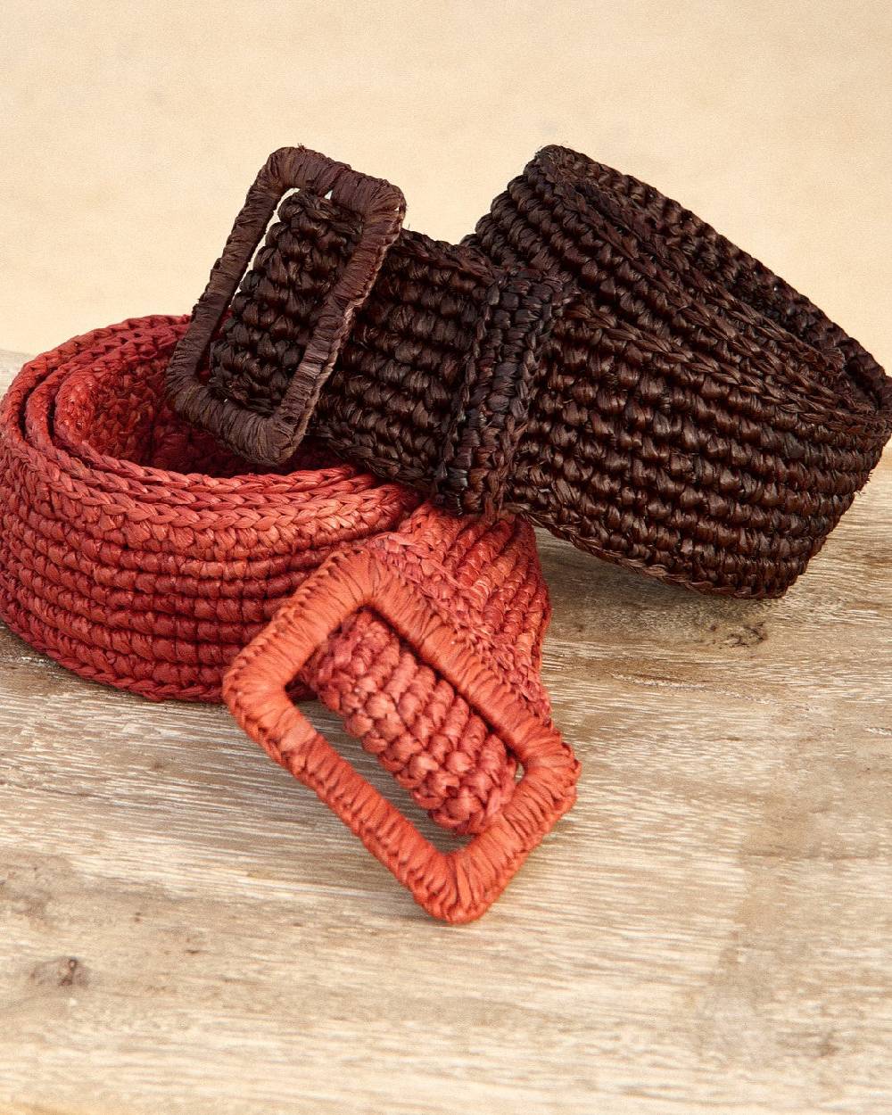 Manebí Natural Raffia Belt - Rust Vendite Flash