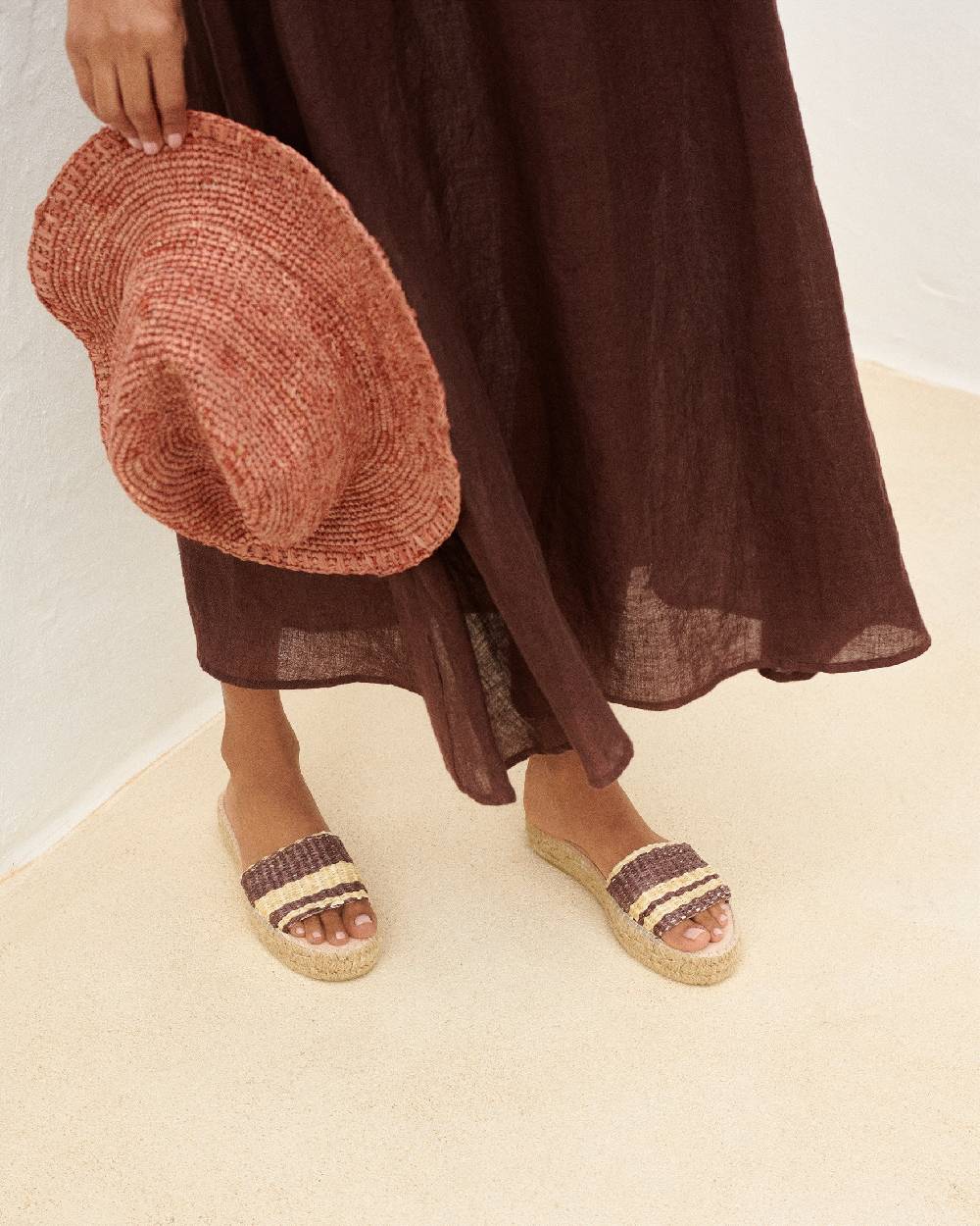 Manebí Raffia Panama Hat - Rust Negozio