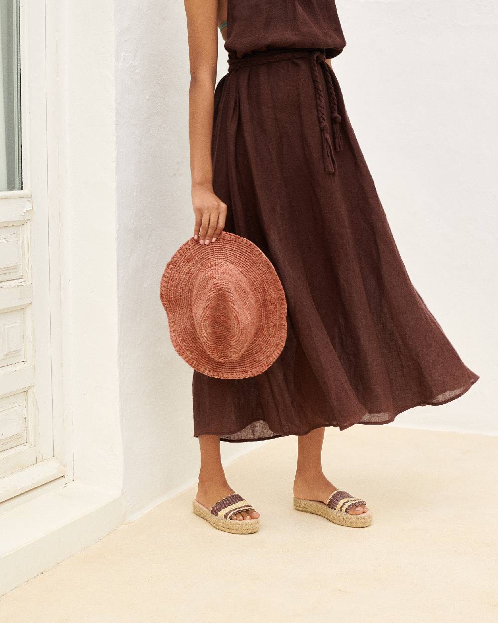 Manebí Raffia Panama Hat - Rust Negozio