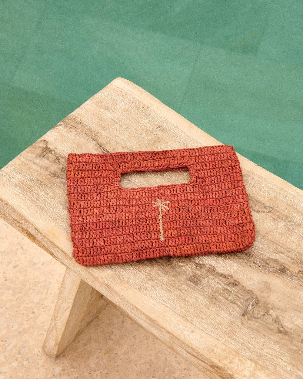Manebí Raffia Handbag Mini - Rust With Tan Palm 2025