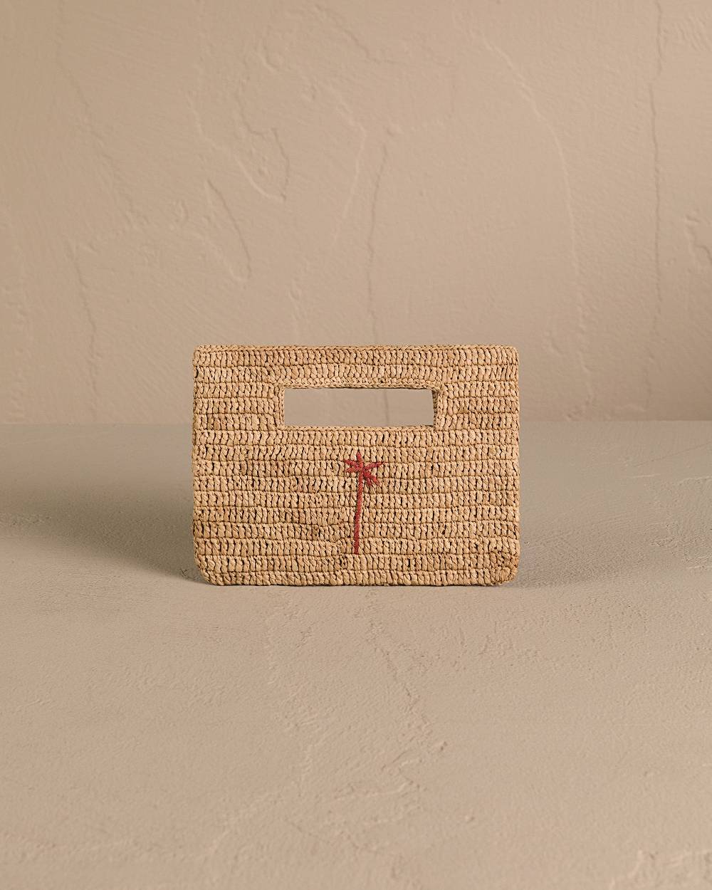 Manebí Raffia Handbag Mini - Tan With Brown Palm Italia
