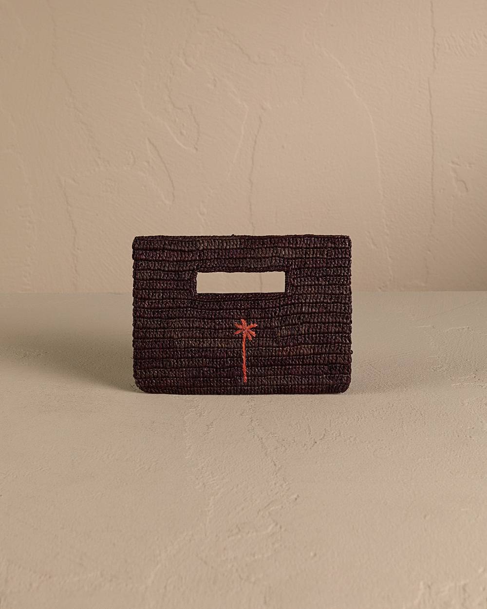 Manebí Raffia Handbag Mini - Chocolate With Rust Palm 2025
