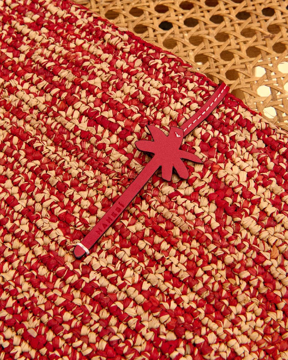 Manebí Raffia Clutch - Leather Palm Rust Tan Mélange \u0026 Rust In Linea