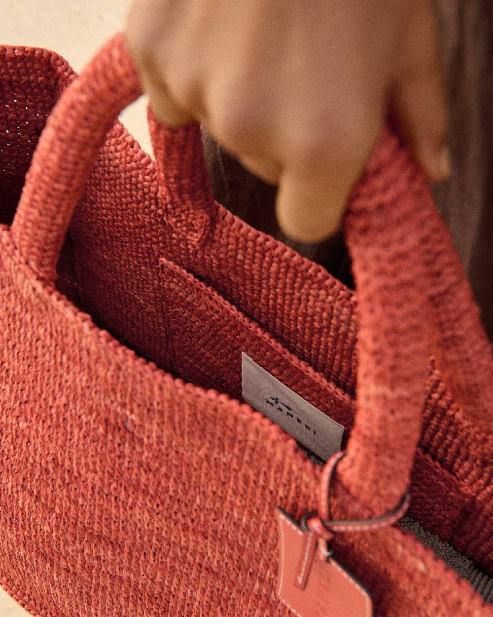 Manebí Raffia Sunset Bag Large - Rust Promozione