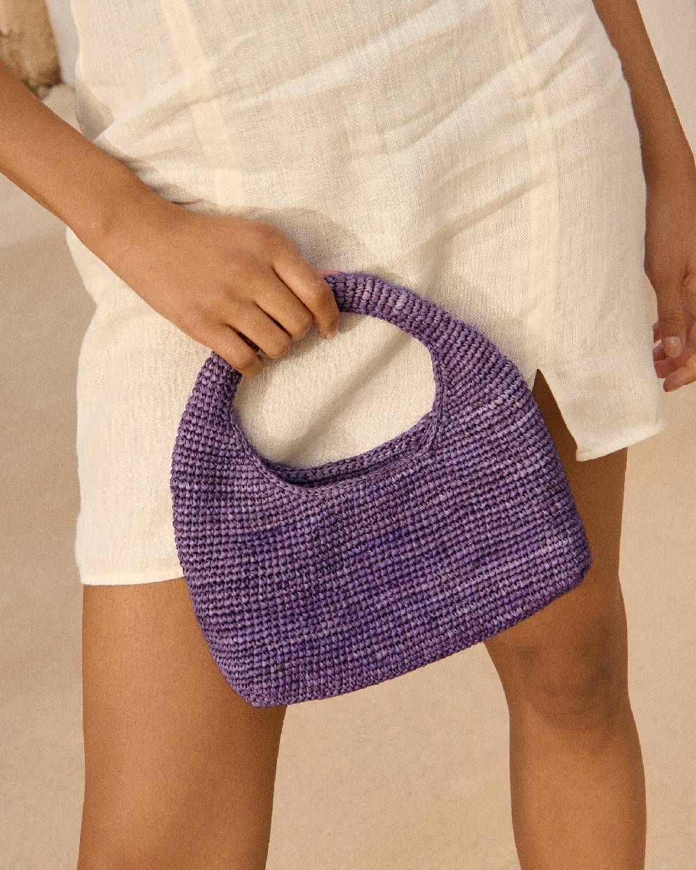 Manebí Raffia Halfmoon Bag - Summer Purple Offerte giornaliere