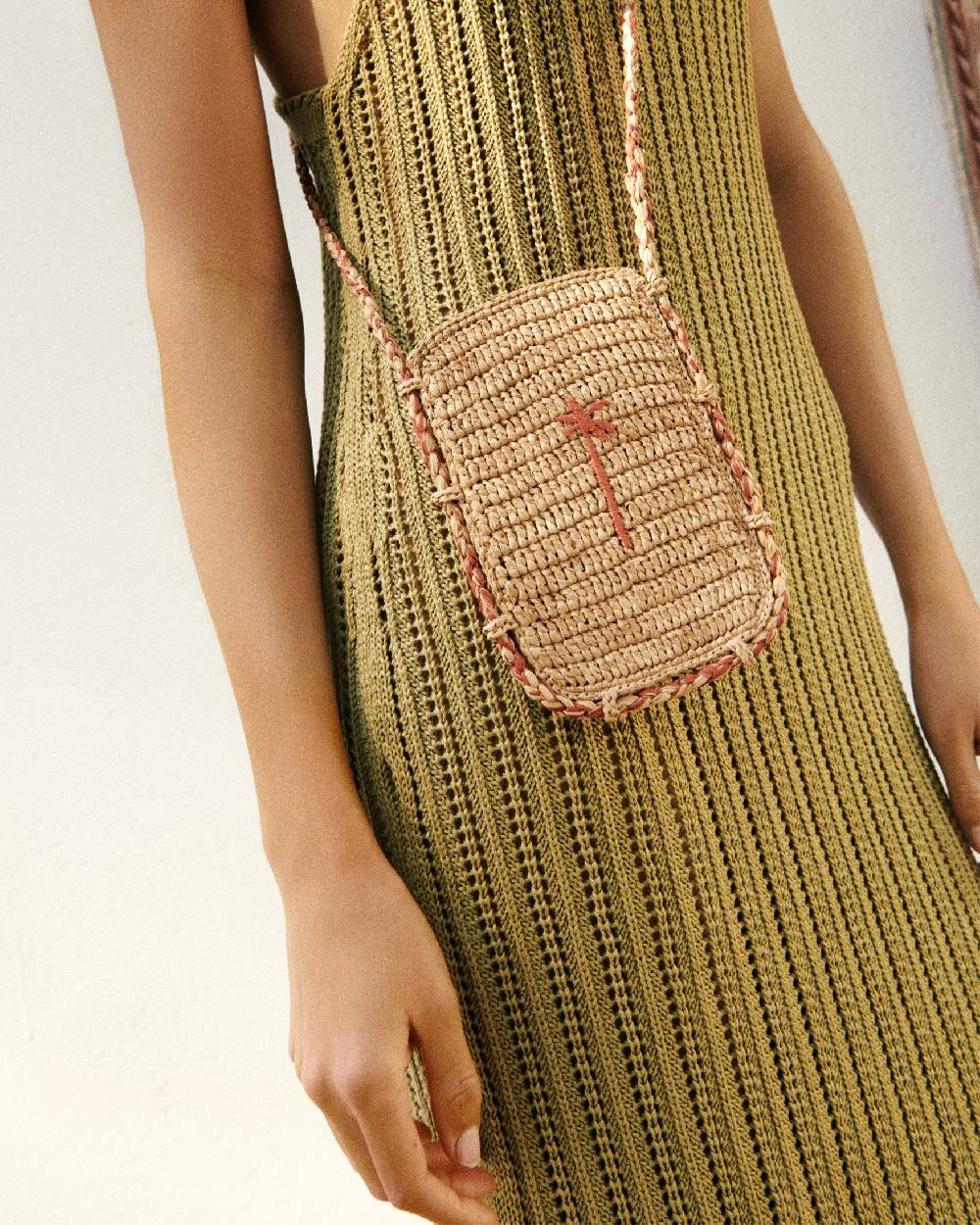 Manebí Raffia Phone Case - Tan \u0026 Rust
